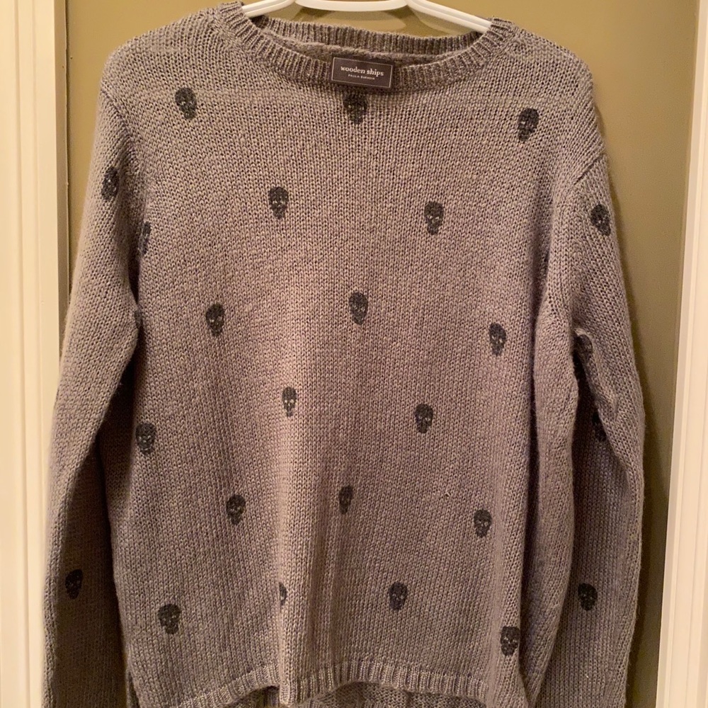 Anthropology Wooden Ships Skull Sweater